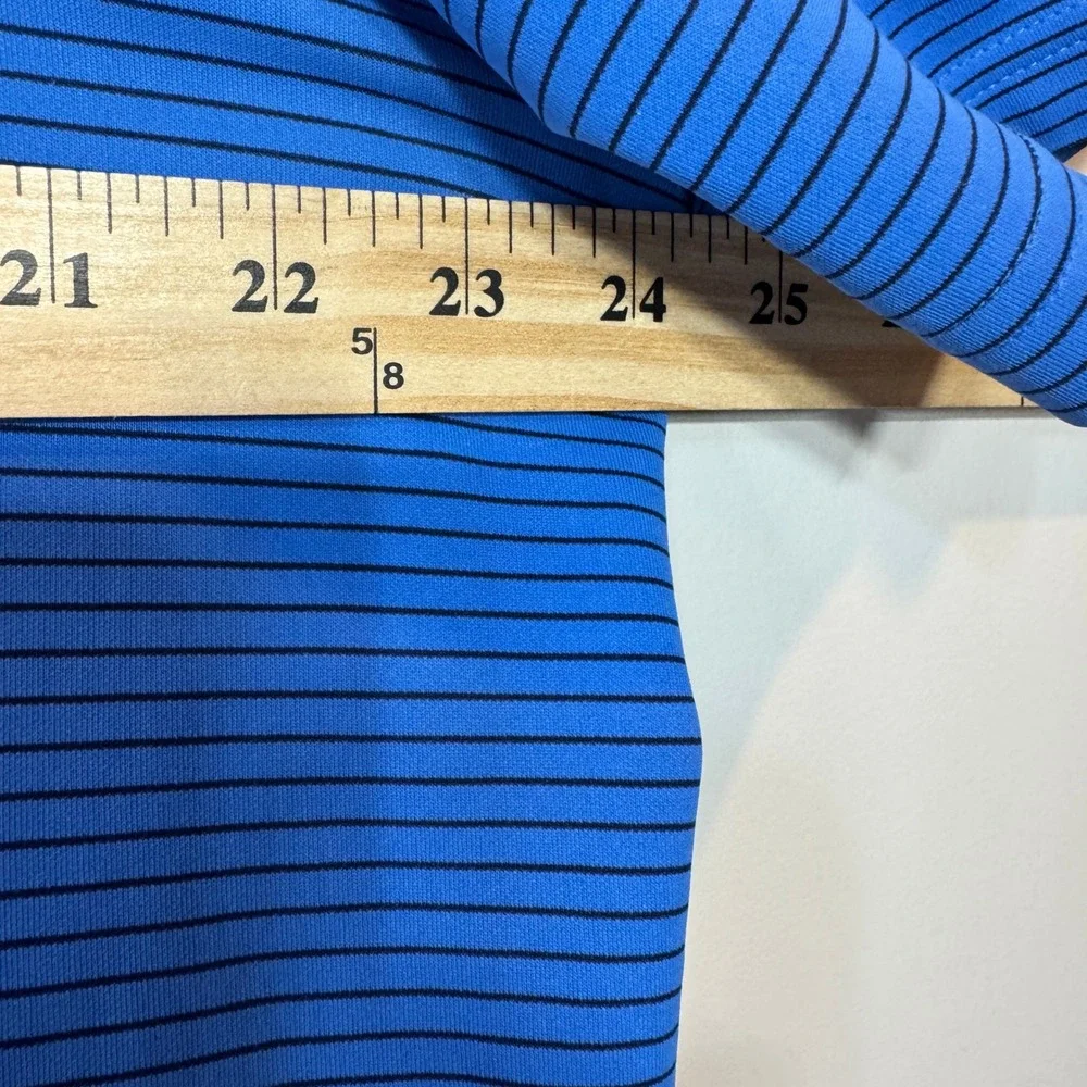 Adidas Golf Polo Shirt Mens XL Blue Striped Short‎ Sleeve Performance Golf Core